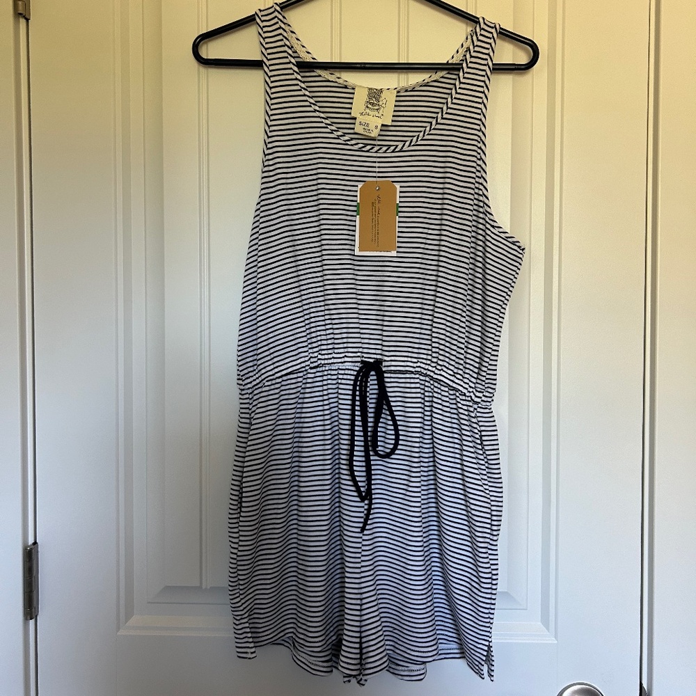 Lili's Closet Romper New with Tags Blue and White Striped Womens Small